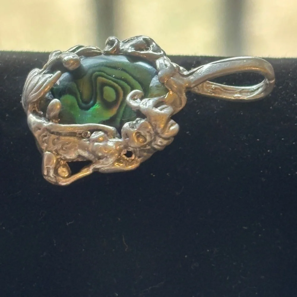 Vintage CYVRA alone mermaid and fish sterling pendant